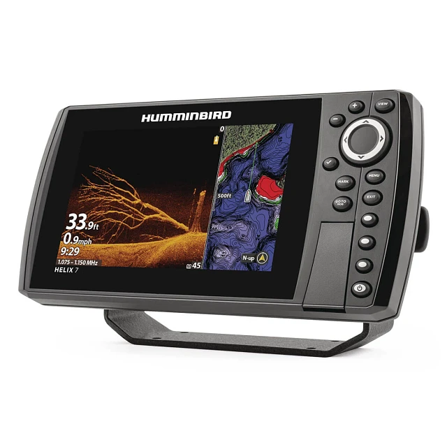 Humminbird HELIX 7 CHIRP GPS G4 fish finder display showing sonar readings