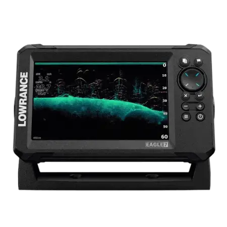 Lowrance Hook Reveal 7 TripleShot fish finder display with sonar imaging