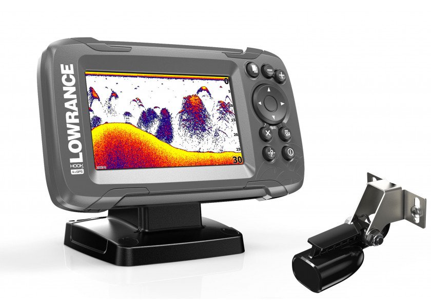 Lowrance HOOK2 4x Bullet fish finder display with sonar reading