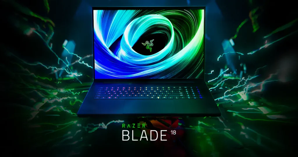 Razer Blade 18 gaming laptop RGB keyboard and display