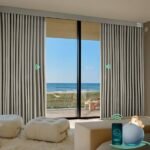 Smart motorized curtain in bedroom setup